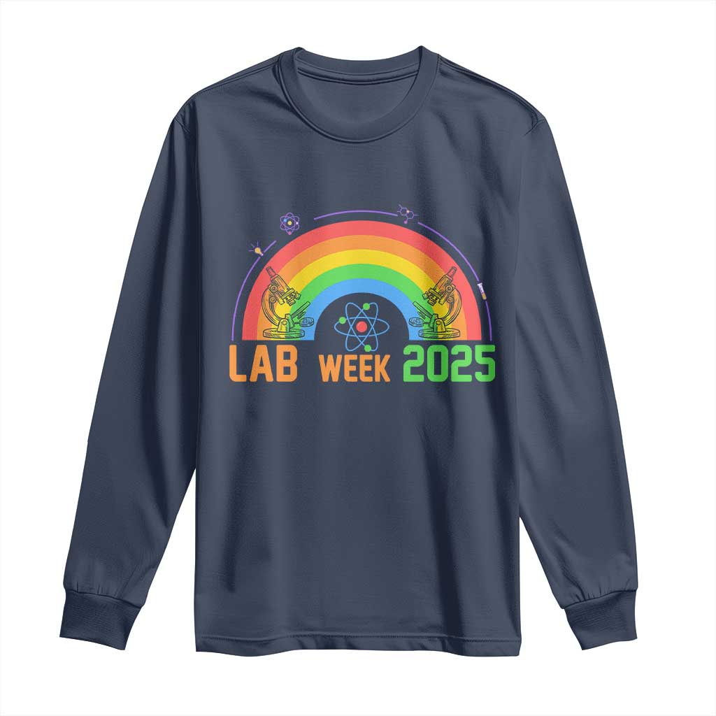 Lab Week Long Sleeve Shirt Medical Laboratory Science Lab Rainbow TS02 Navy Print Your Wear