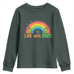 Lab Week Youth Sweatshirt Medical Laboratory Science Lab Rainbow TS02 Dark Forest Green Print Your Wear