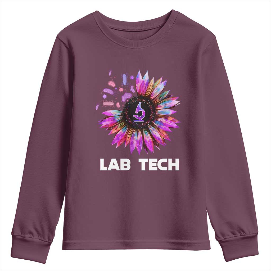 Lab Week Youth Sweatshirt Lab Tech Sunflower Med Tech Medical Lab Technician TS02 Maroon Print Your Wear