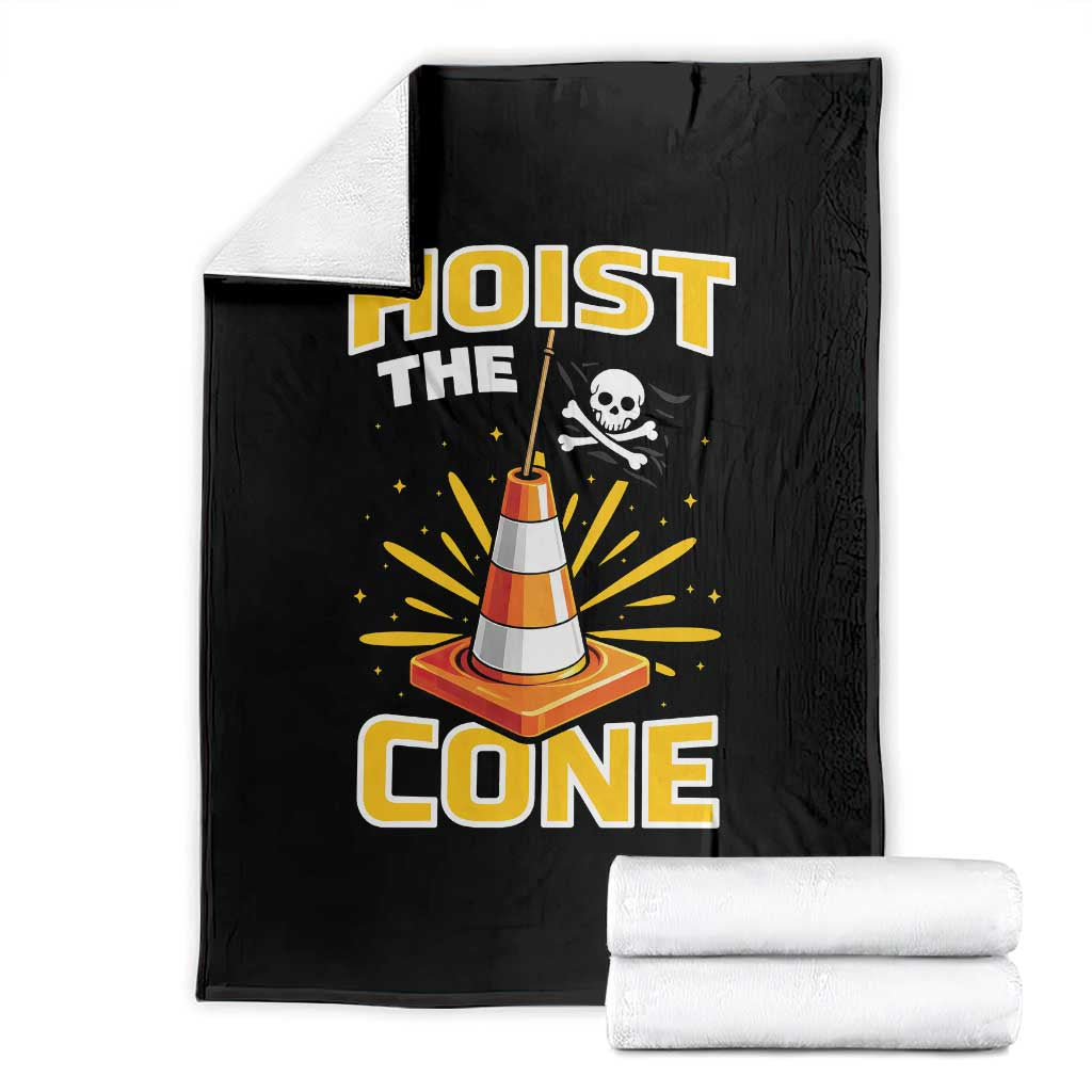 Hoist The Cone Jolly Roger Victory Throw Blanket Pirate Skull Baseball Sports Fan IYKYK Meme TS02 Black Print Your Wear