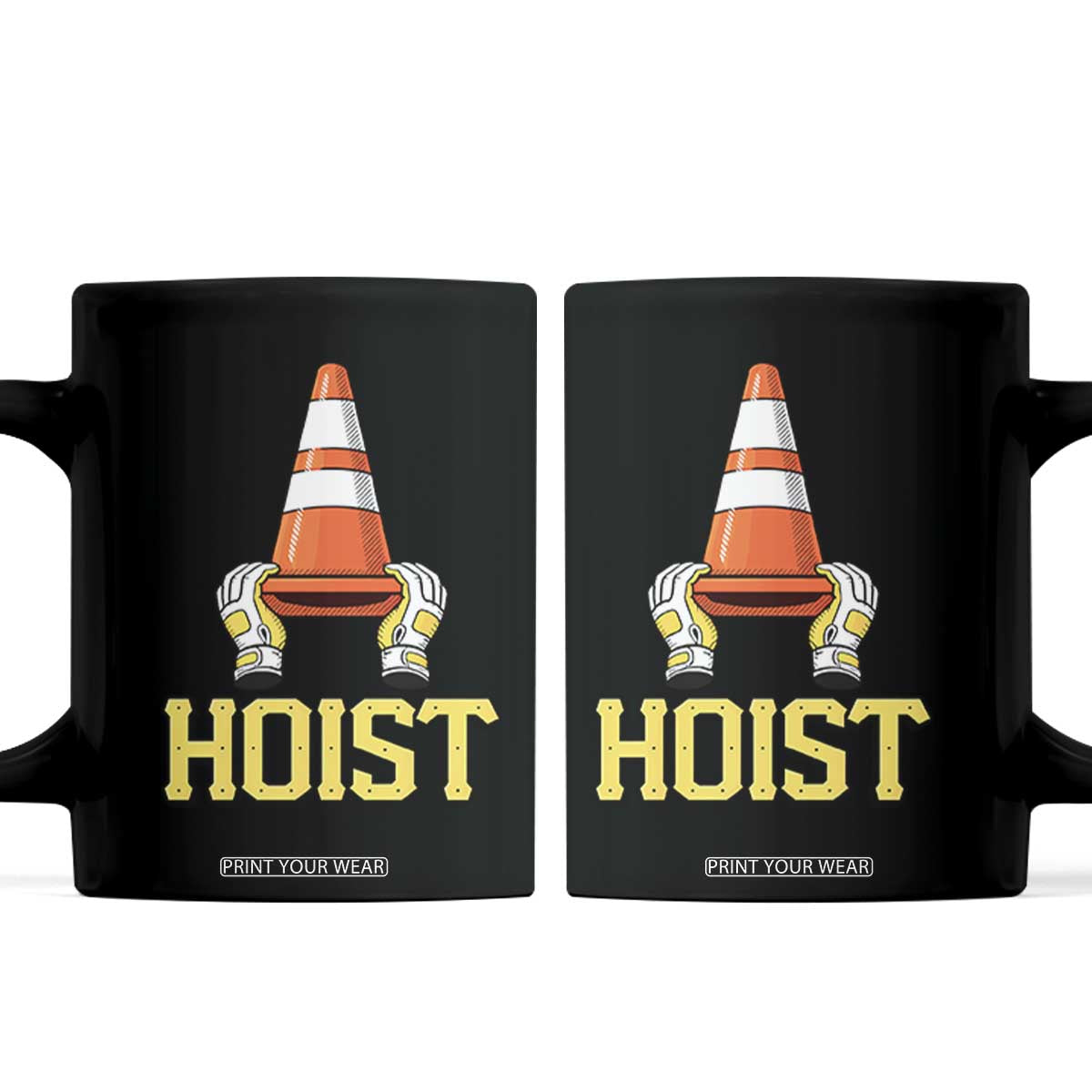 Funny Hoist The Cone Trophy Coffee Mug IYKYK Meme Sports Fan Victory Celebration TS02 Black Print Your Wear