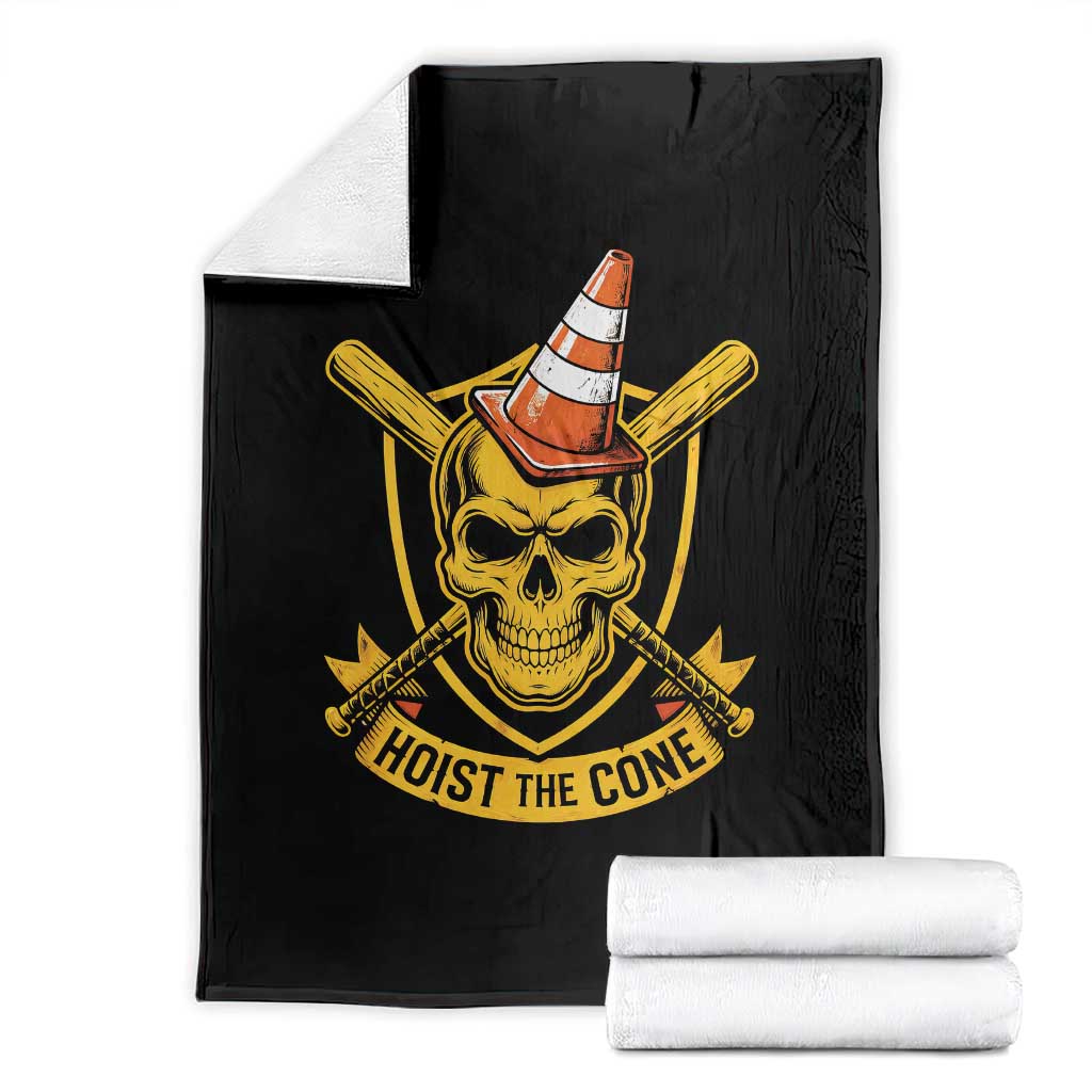 Funny Hoist The Cone Skull Throw Blanket IYKYK Meme Gritty Victory Celebration Sports Fan TS02 Black Print Your Wear