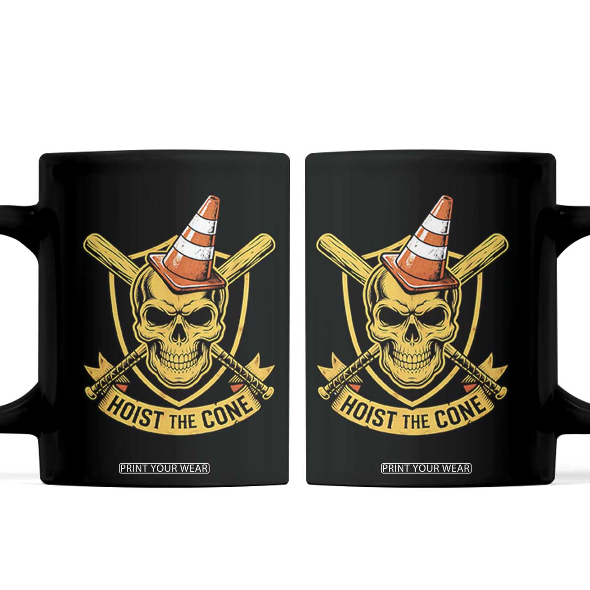 Funny Hoist The Cone Skull Coffee Mug IYKYK Meme Gritty Victory Celebration Sports Fan TS02 Black Print Your Wear