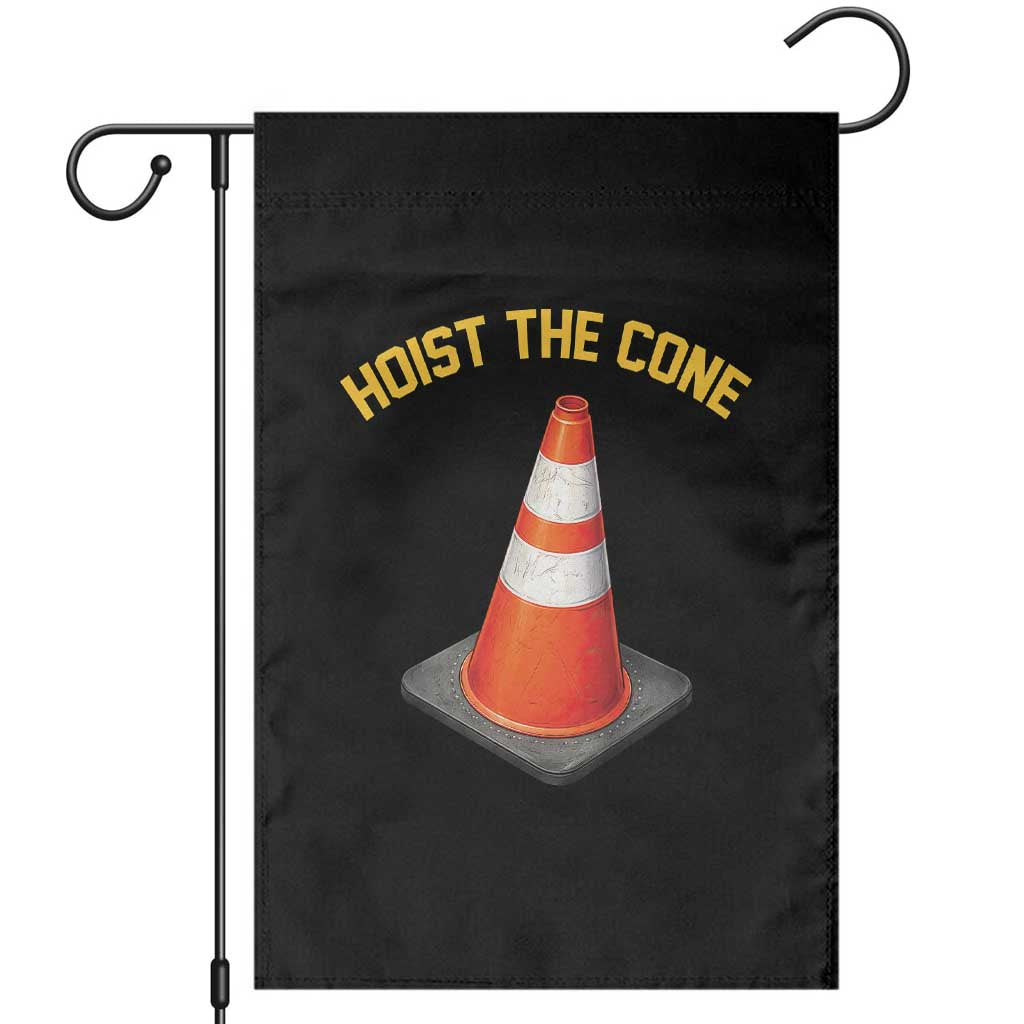 Vintage Hoist The Cone Victory Graphic Garden Flag Funny Baseball Fan Pride Celebration IYKYK Meme TS02 Black Print Your Wear