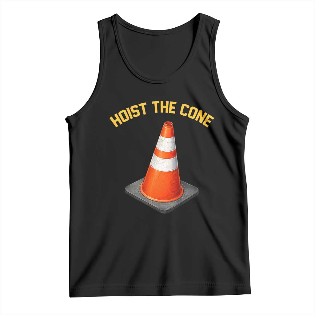 Vintage Hoist The Cone Victory Graphic Tank Top Funny Baseball Fan Pride Celebration IYKYK Meme TS02 Black Print Your Wear