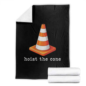 Minimalist Hoist The Cone Typography Throw Blanket Funny Baseball Fan Pride Celebration IYKYK Meme TS02 Black Print Your Wear