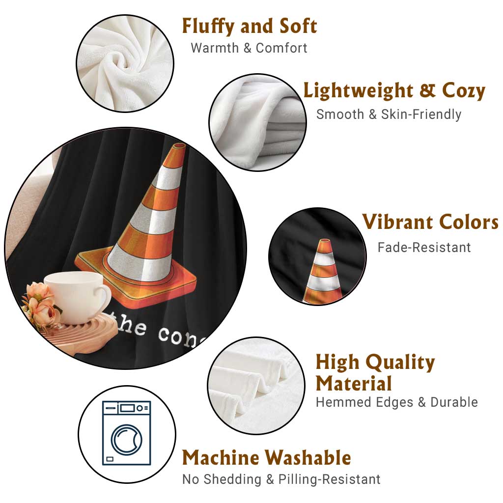 Minimalist Hoist The Cone Typography Throw Blanket Funny Baseball Fan Pride Celebration IYKYK Meme TS02 Print Your Wear