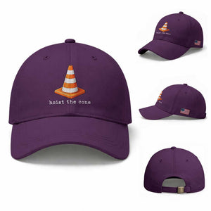 Minimalist Hoist The Cone Typography Baseball Cap Funny Baseball Fan Pride Celebration IYKYK Meme TS02 Baseball Cap Universal Fit Purple Print Your Wear