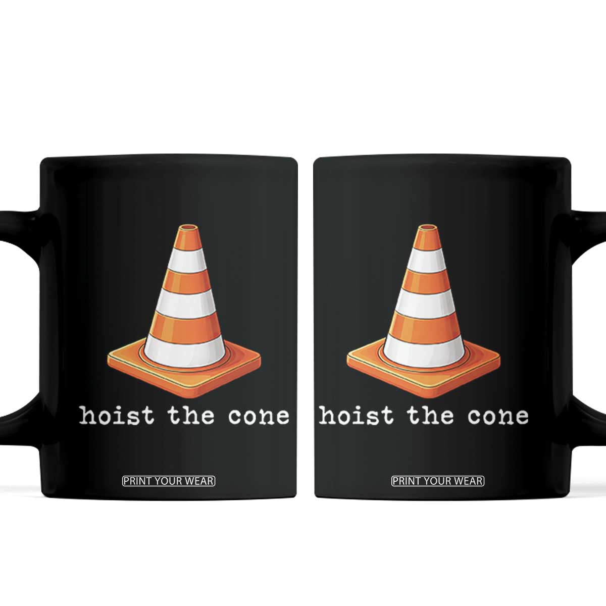 Minimalist Hoist The Cone Typography Coffee Mug Funny Baseball Fan Pride Celebration IYKYK Meme TS02 Black Print Your Wear