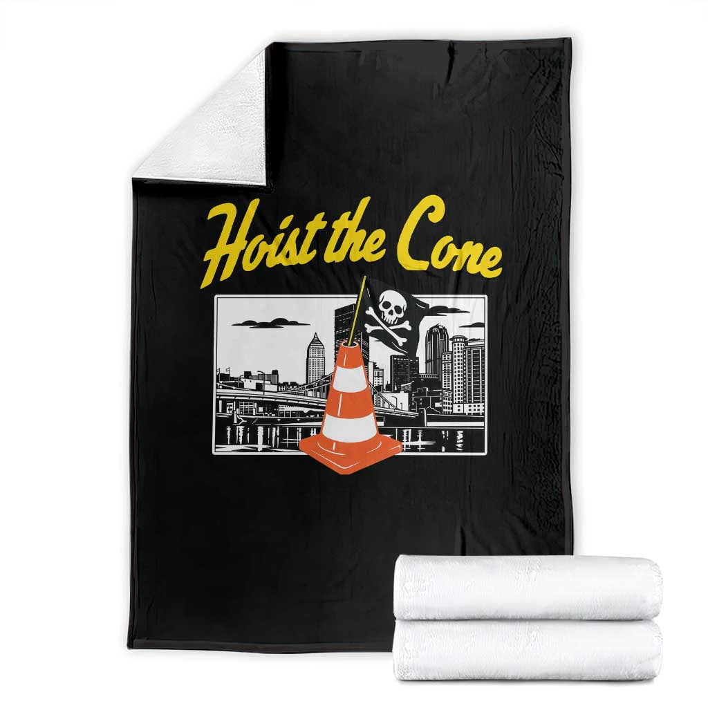 Pittsburgh Skyline Victory Hoist The Cone Meme Throw Blanket Funny Sports Fan Celebration TS02 Black Print Your Wear