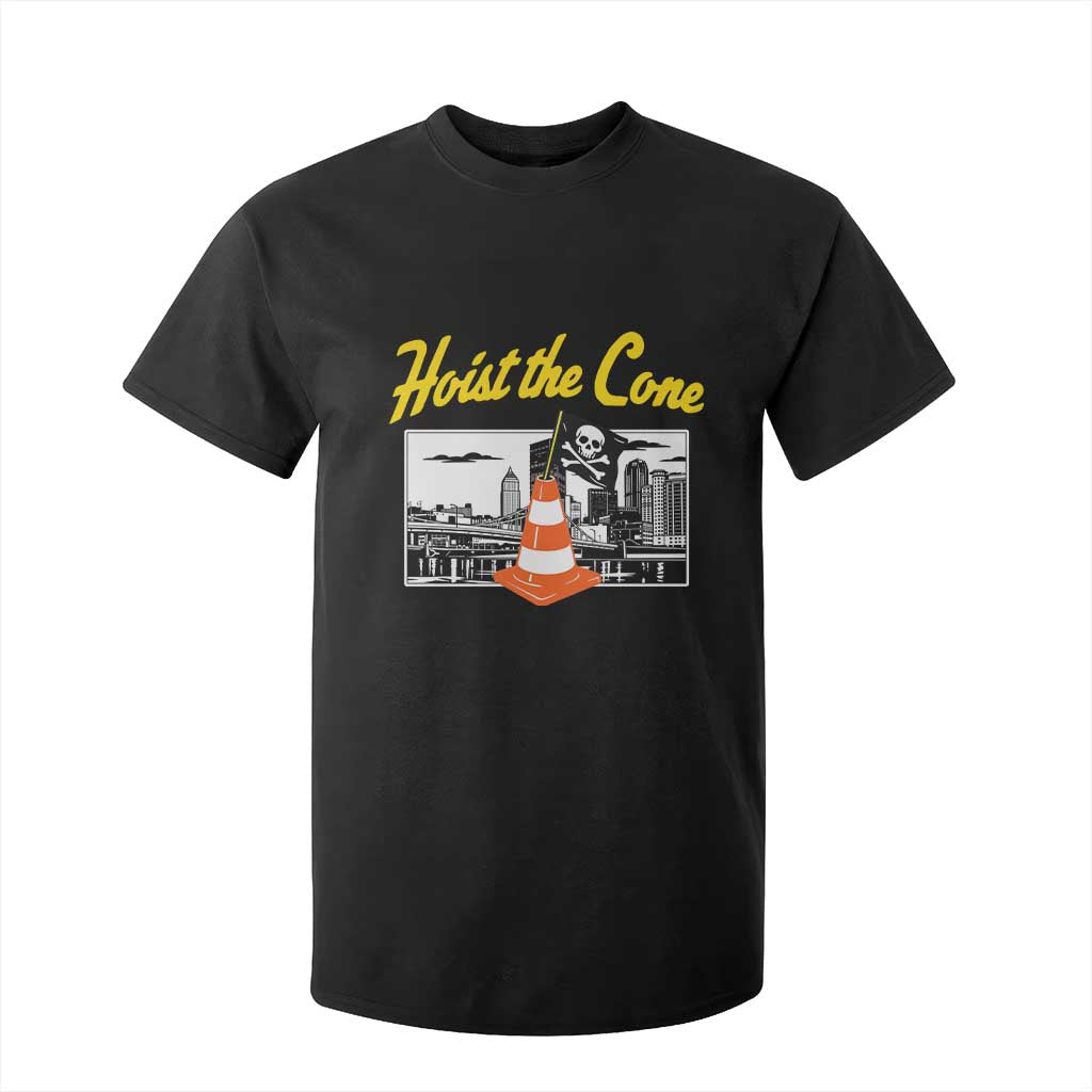 Pittsburgh Skyline Victory Hoist The Cone Meme T Shirt For Kid Funny Sports Fan Celebration TS02 Black Print Your Wear