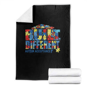 Built Different Autism Acceptance Puzzle Piece Graphic Throw Blanket Inspirational Neurodiversity Support TS02 Black Print Your Wear