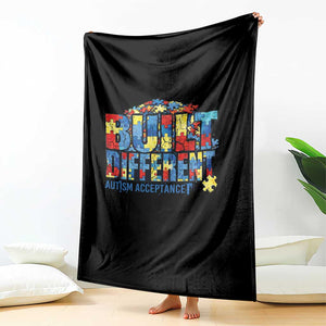 Built Different Autism Acceptance Puzzle Piece Graphic Throw Blanket Inspirational Neurodiversity Support TS02 Print Your Wear