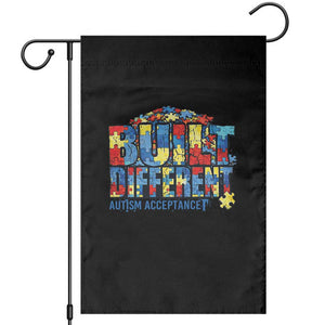 Built Different Autism Acceptance Puzzle Piece Graphic Garden Flag Inspirational Neurodiversity Support TS02 Black Print Your Wear