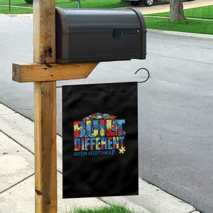 Built Different Autism Acceptance Puzzle Piece Graphic Garden Flag Inspirational Neurodiversity Support TS02 Print Your Wear