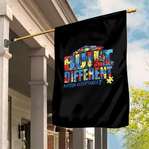 Built Different Autism Acceptance Puzzle Piece Graphic Garden Flag Inspirational Neurodiversity Support TS02 Print Your Wear