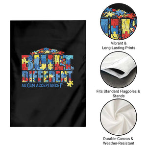 Built Different Autism Acceptance Puzzle Piece Graphic Garden Flag Inspirational Neurodiversity Support TS02 Print Your Wear