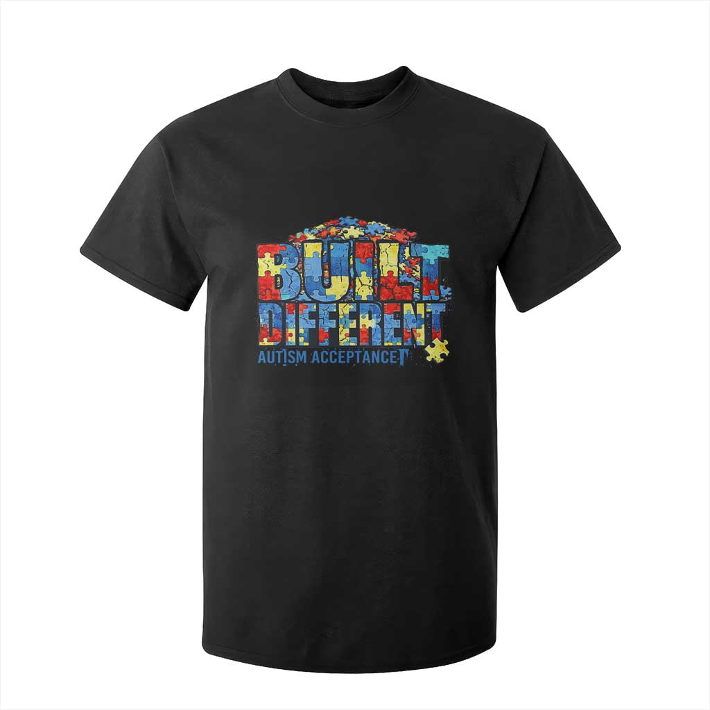 Built Different Autism Acceptance Puzzle Piece Graphic T Shirt For Kid Inspirational Neurodiversity Support TS02 Black Print Your Wear