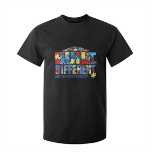 Built Different Autism Acceptance Puzzle Piece Graphic T Shirt For Kid Inspirational Neurodiversity Support TS02 Black Print Your Wear