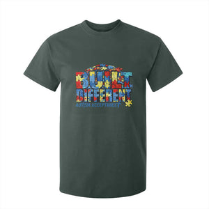 Built Different Autism Acceptance Puzzle Piece Graphic T Shirt For Kid Inspirational Neurodiversity Support TS02 Dark Forest Green Print Your Wear