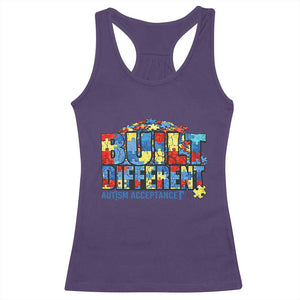 Built Different Autism Acceptance Puzzle Piece Graphic Racerback Tank Top Inspirational Neurodiversity Support TS02 Purple Print Your Wear