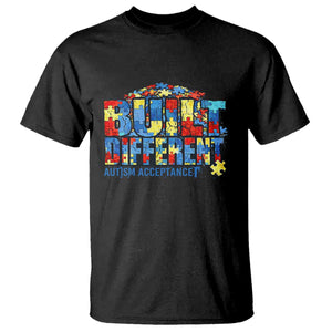 Built Different Autism Acceptance Puzzle Piece Graphic T Shirt Inspirational Neurodiversity Support TS02 Black Print Your Wear