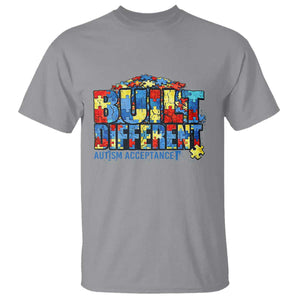 Built Different Autism Acceptance Puzzle Piece Graphic T Shirt Inspirational Neurodiversity Support TS02 Sport Gray Print Your Wear