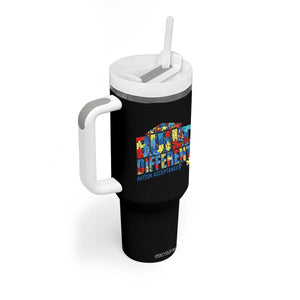 Built Different Autism Acceptance Puzzle Piece Graphic Tumbler With Handle Inspirational Neurodiversity Support TS02 Print Your Wear