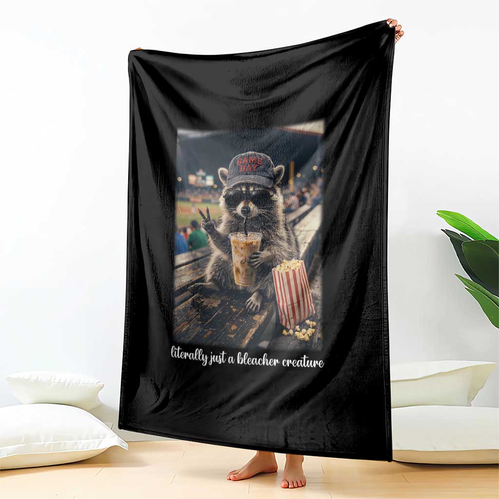 Literally Just A Bleacher Creature Funny Raccoon Baseball Graphic Throw Blanket Cool Game Day Fan Gift TS02 Print Your Wear