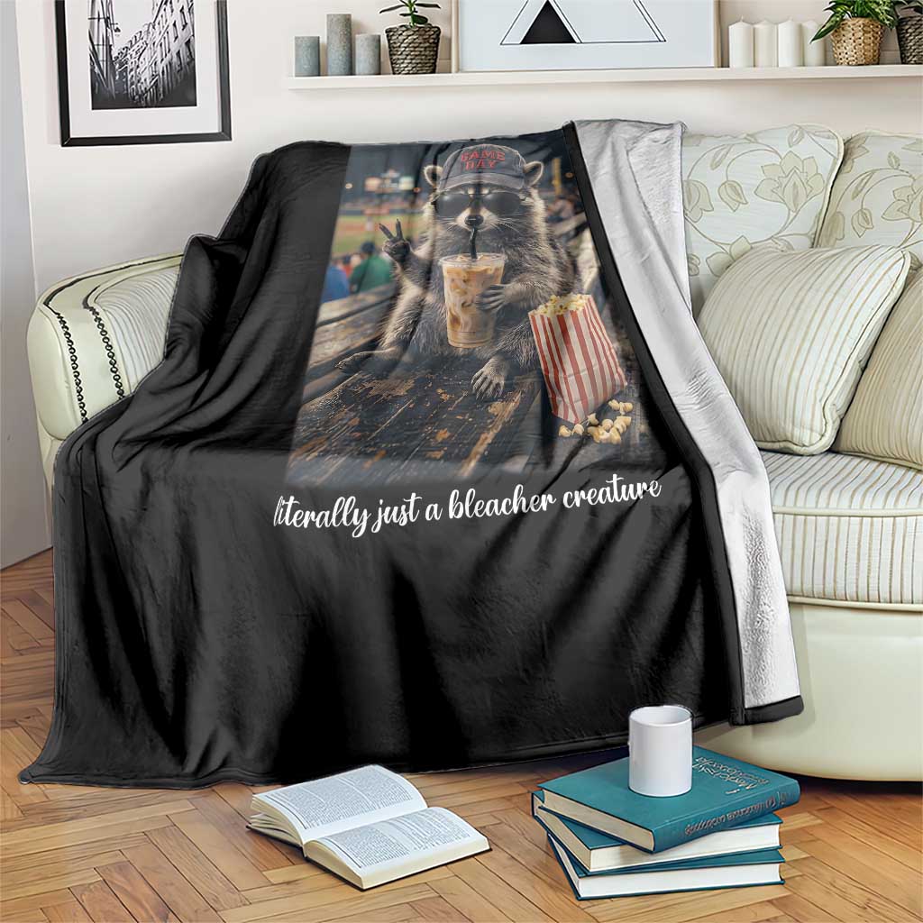 Literally Just A Bleacher Creature Funny Raccoon Baseball Graphic Throw Blanket Cool Game Day Fan Gift TS02 Print Your Wear
