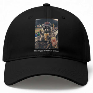 Literally Just A Bleacher Creature Funny Raccoon Baseball Graphic Baseball Cap Cool Game Day Fan Gift TS02 Print Your Wear