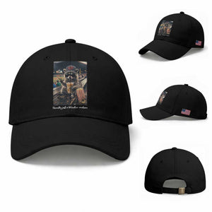 Literally Just A Bleacher Creature Funny Raccoon Baseball Graphic Baseball Cap Cool Game Day Fan Gift TS02 Baseball Cap Universal Fit Black Print Your Wear