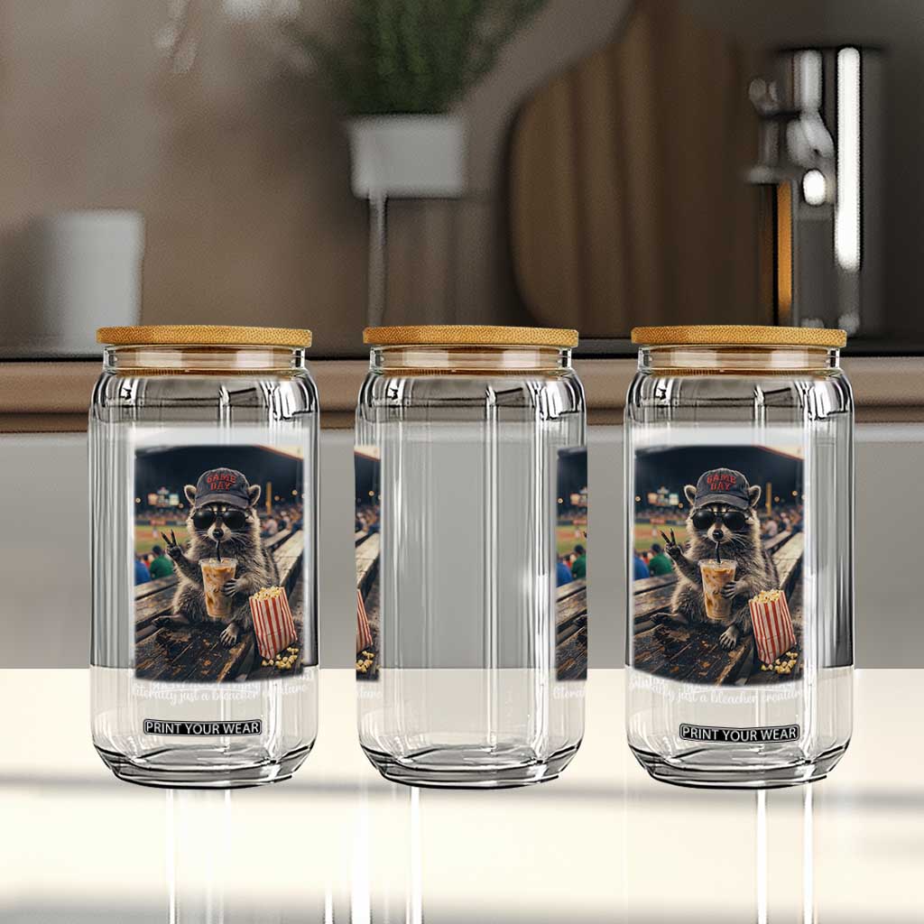 Literally Just A Bleacher Creature Funny Raccoon Baseball Graphic Glass Can Cool Game Day Fan Gift TS02 Print Your Wear
