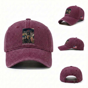 Literally Just A Bleacher Creature Funny Raccoon Baseball Graphic Washed Cotton Baseball Cap Cool Game Day Fan Gift TS02 Washed Cap Universal Fit Burgundy Print Your Wear