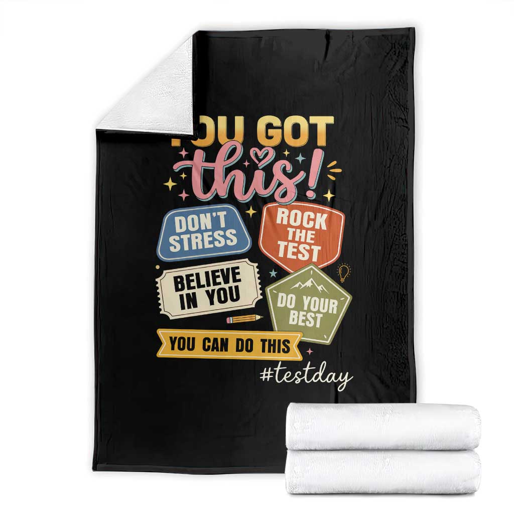 Retro Test Day Motivation You Got This Throw Blanket Rock The Test Believe In You Inspirational Teacher TS02 Black Print Your Wear