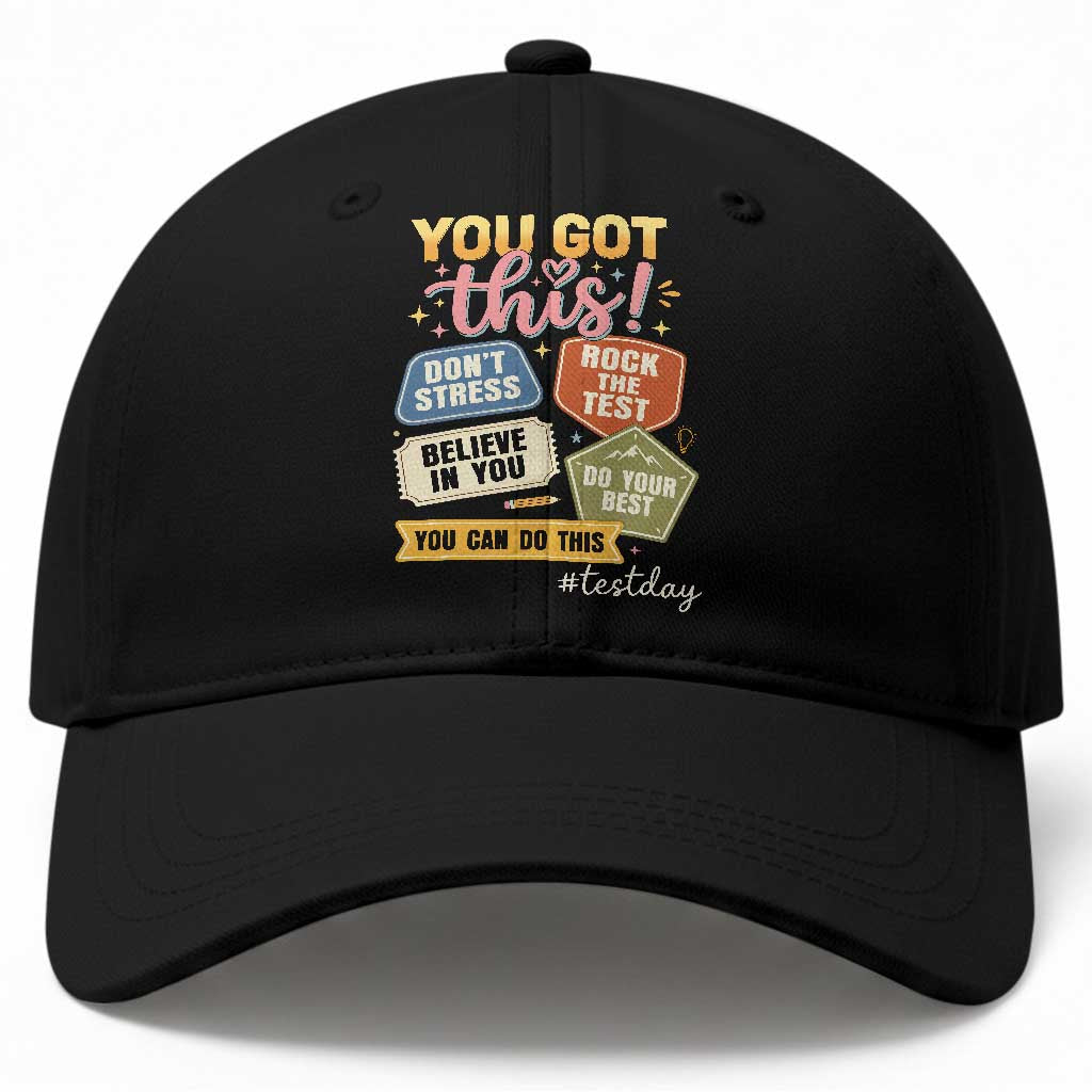 Retro Test Day Motivation You Got This Baseball Cap Rock The Test Believe In You Inspirational Teacher TS02 Print Your Wear