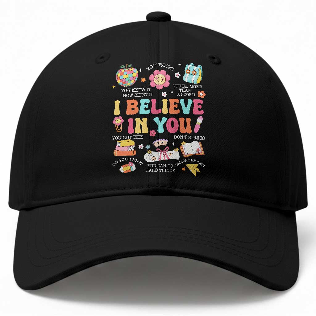 Groovy I Believe In You Testing Motivation Baseball Cap More Than A Score for Teacher Student TS02 Print Your Wear