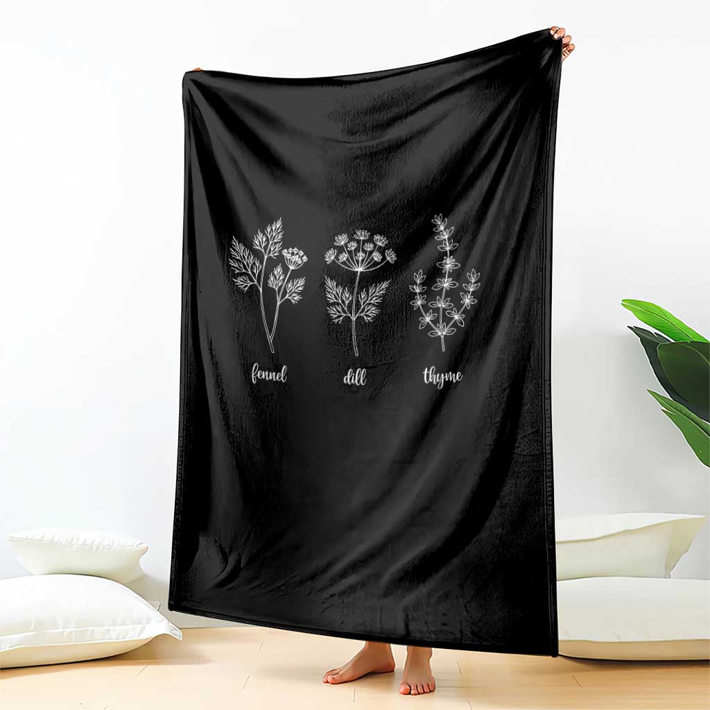 Fennel Dill Thyme Subtle FDT Throw Blanket Botanical Herb Line Art Political Satire TS02 Print Your Wear