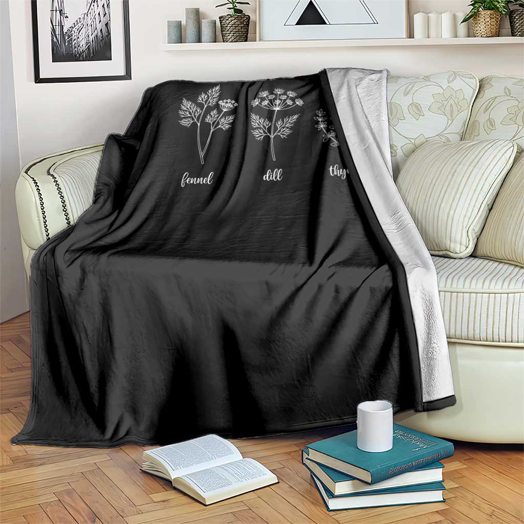Fennel Dill Thyme Subtle FDT Throw Blanket Botanical Herb Line Art Political Satire TS02 Print Your Wear