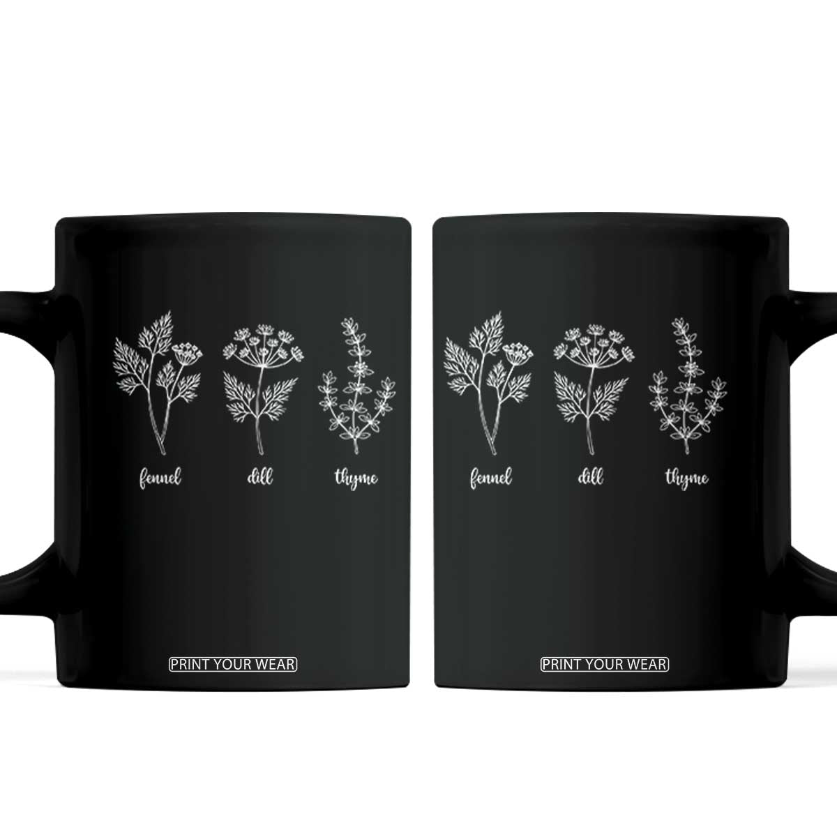 Fennel Dill Thyme Subtle FDT Coffee Mug Botanical Herb Line Art Political Satire TS02 Black Print Your Wear