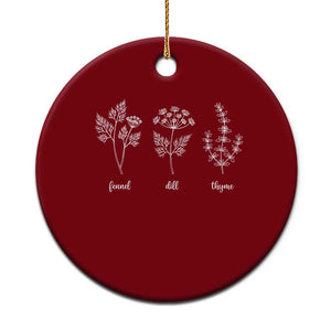 Fennel Dill Thyme Subtle FDT Ceramic Ornament Botanical Herb Line Art Political Satire TS02 1pc Red Print Your Wear