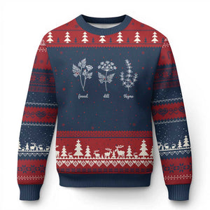 Fennel Dill Thyme Subtle FDT Ugly Christmas Sweater Botanical Herb Line Art Political Satire TS02 Navy Red Print Your Wear