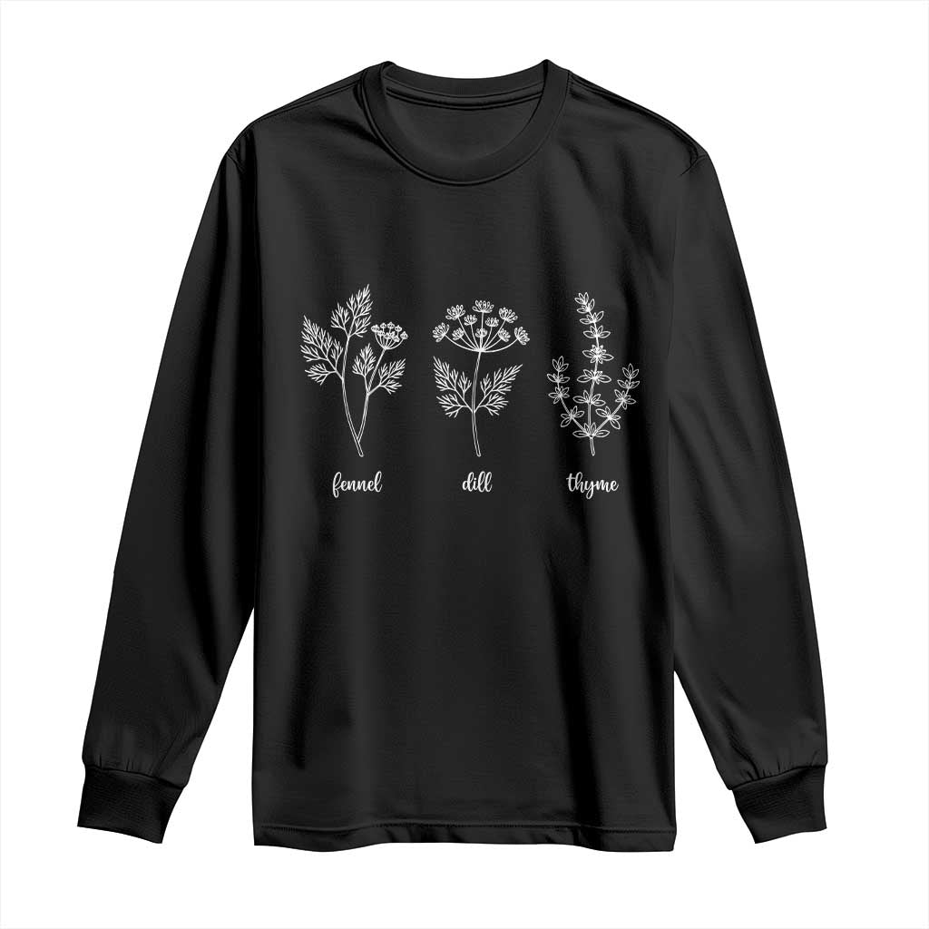 Fennel Dill Thyme Subtle FDT Long Sleeve Shirt Botanical Herb Line Art Political Satire TS02 Black Print Your Wear