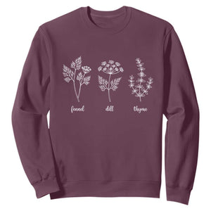 Fennel Dill Thyme Subtle FDT Sweatshirt Botanical Herb Line Art Political Satire TS02 Maroon Print Your Wear