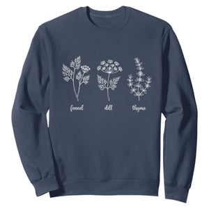 Fennel Dill Thyme Subtle FDT Sweatshirt Botanical Herb Line Art Political Satire TS02 Navy Print Your Wear