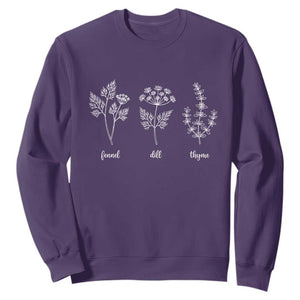 Fennel Dill Thyme Subtle FDT Sweatshirt Botanical Herb Line Art Political Satire TS02 Purple Print Your Wear
