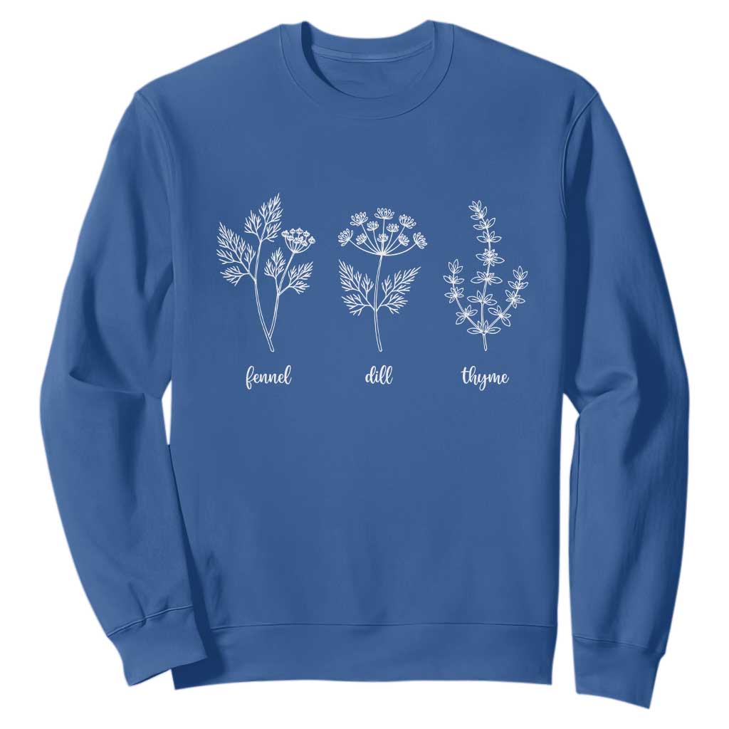 Fennel Dill Thyme Subtle FDT Sweatshirt Botanical Herb Line Art Political Satire TS02 Royal Blue Print Your Wear