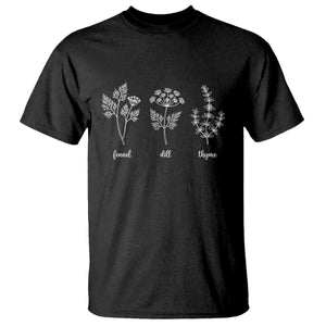 Fennel Dill Thyme Subtle FDT T Shirt Botanical Herb Line Art Political Satire TS02 Black Print Your Wear