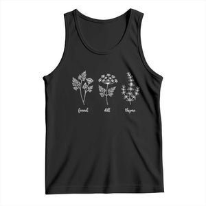 Fennel Dill Thyme Subtle FDT Tank Top Botanical Herb Line Art Political Satire TS02 Black Print Your Wear