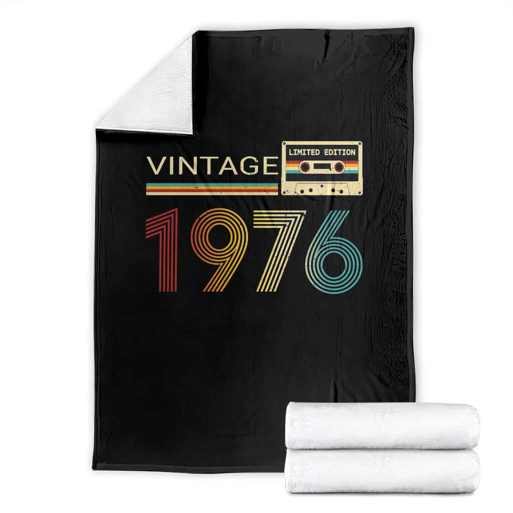 Vintage 1976 Retro Cassette Tape Graphic Throw Blanket Awesome Since 1976 Birthday Gift TS02 Black Print Your Wear